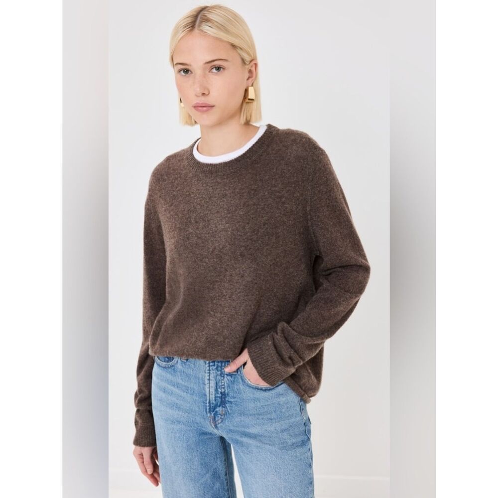 Reformation Cashmere Boyfriend Brown Crewneck Sweater Size Small - Picture 6 of 12